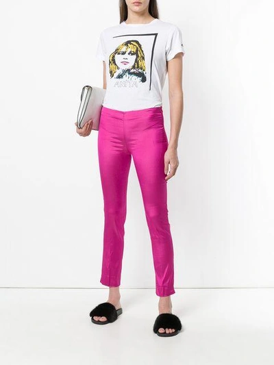 Shop P.a.r.o.s.h Fitted Ankle Length Trousers In Pink & Purple
