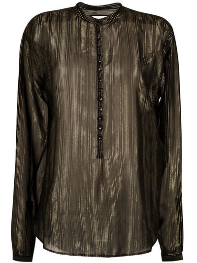 Shop Saint Laurent Stripe-pattern Sheer Blouse In Black