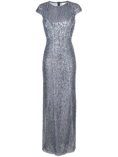 Shop Galvan Estrella Cap Sleeve Dress In Metallic