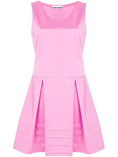 Shop Moschino Pleated Skater Dress - Pink