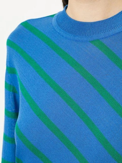 Shop Goen J Asymmetric Paneled Stripe Jumper In Blue