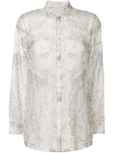 Shop Etro Printed Sheer Shirt