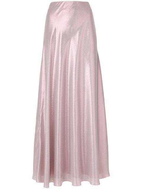 pink silk maxi skirt