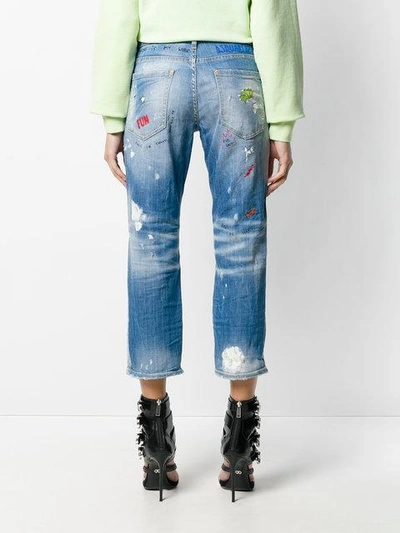 Shop Dsquared2 Distressed Printed Tomboy Jeans - Blue