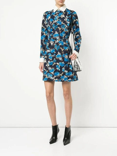 Shop Dalood Side Button Floral Print Dress - Blue