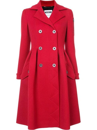 Shop Moschino Double Breasted Frock Coat - Red