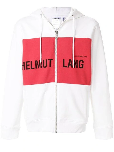 Shop Helmut Lang Logo Hoodie - White