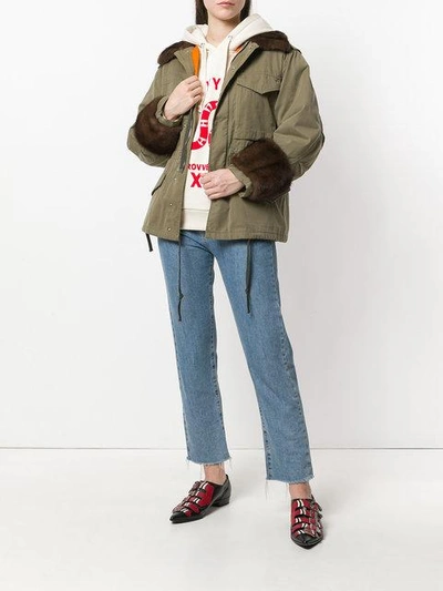 Shop Gucci Mink Fur Trim Parka - Green