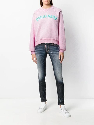 Shop Dsquared2 Logo Printed Sweatshirt In Pink