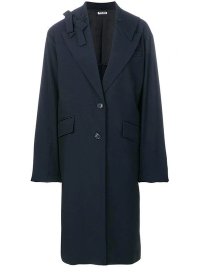 Shop Miu Miu Oversized Buttoned Coat In Blue