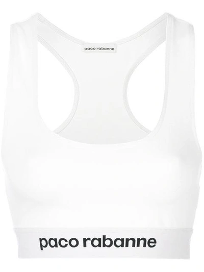 Shop Rabanne Logo Cropped Top In White