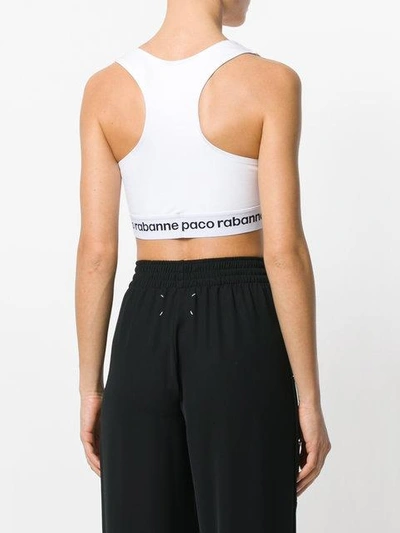Shop Paco Rabanne Logo Cropped Top In White