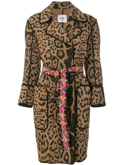 Shop Bazar Deluxe Leopard Print Double Breasted Coat - Brown