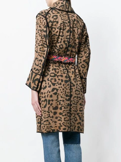 Shop Bazar Deluxe Leopard Print Double Breasted Coat - Brown