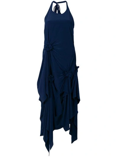 Shop Jw Anderson Asymmetric Drapped Dress In Blue