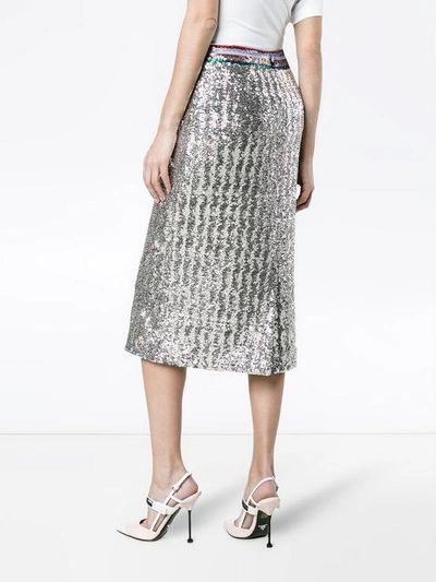 Shop Mary Katrantzou Sigma Sequin Pencil Skirt - Metallic