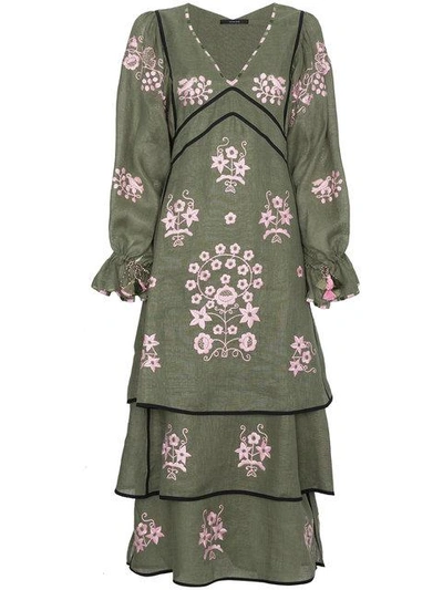 Shop Vita Kin Spanish Pigeon Linen Maxi Dress In Green
