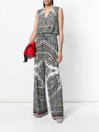 Shop Etro Printed Jumpsuit In White