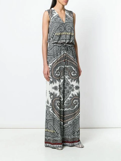 Shop Etro Printed Jumpsuit In White