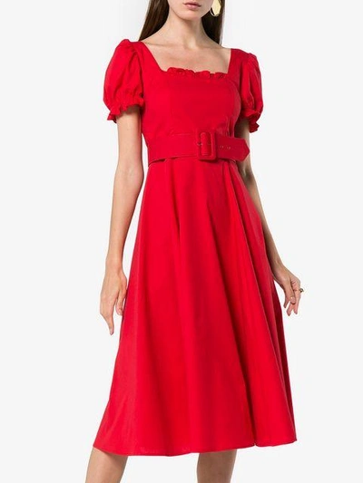 Shop Staud Maryann Ruffle Sleeve Cotton Blend Dress