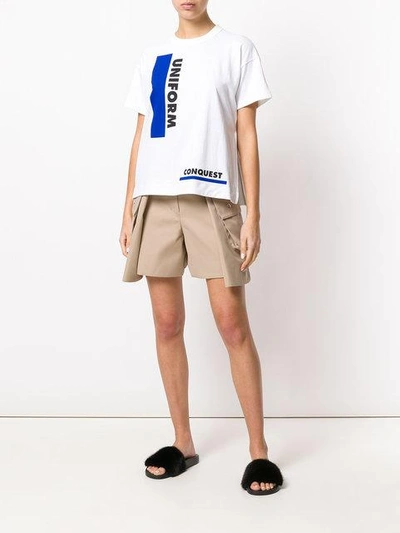 Shop Sacai Lawrence Weiner Uniform T-shirt In White