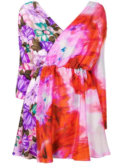 Shop Msgm Short Printed Dress In Multicolour