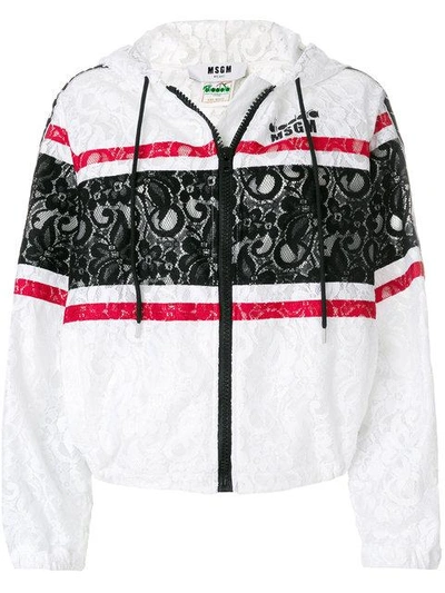Shop Msgm X Diadora Lace Hooded Jacket - White