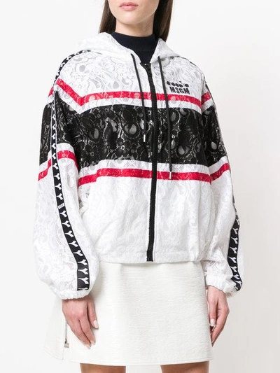 Shop Msgm X Diadora Lace Hooded Jacket - White