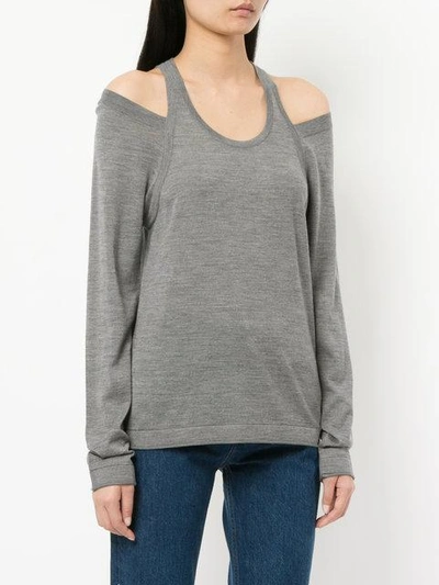 Shop Alexander Wang T Cut Out Detail Knitted Top In Grey