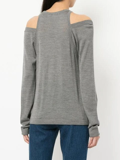 Shop Alexander Wang T Cut Out Detail Knitted Top In Grey