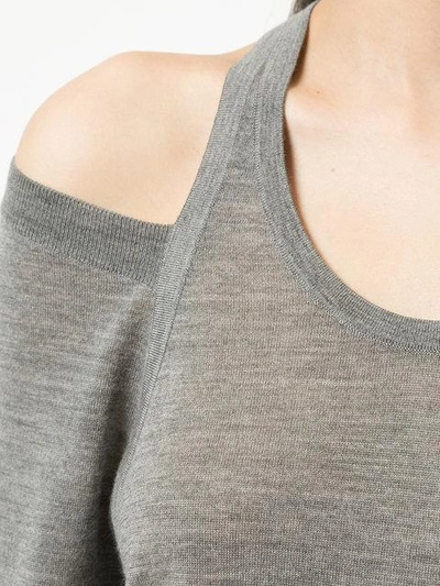 Shop Alexander Wang T Cut Out Detail Knitted Top In Grey