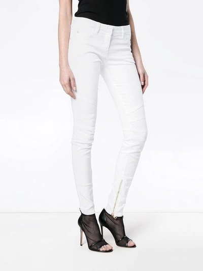 Shop Balmain White Mid Rise Skinny Jeans