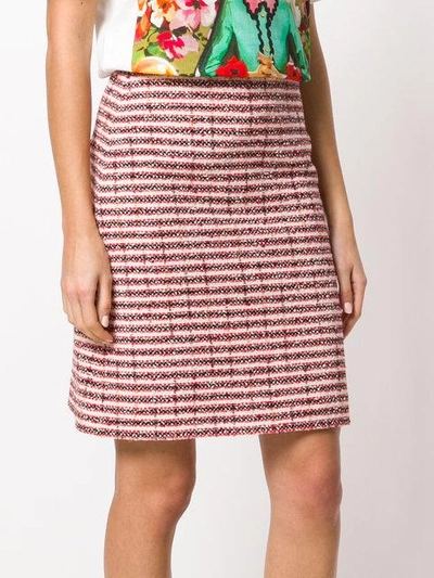 Shop Gucci Striped Tweed Skirt In Red
