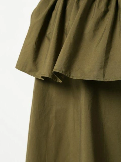 Shop Jil Sander Peplum Midi Skirt In Green
