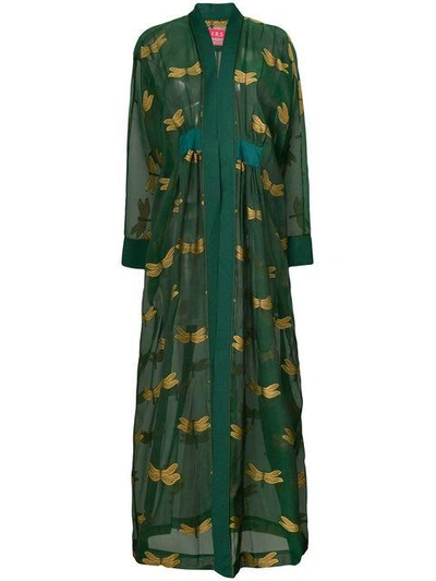 embroidered long-sleeve robe