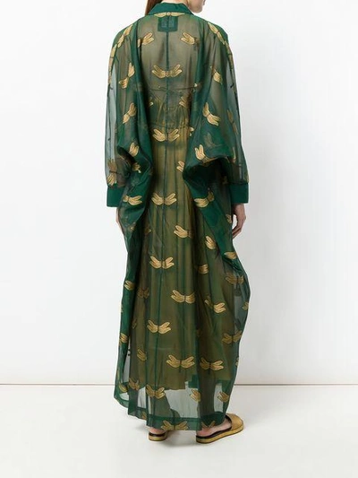 Shop F.r.s For Restless Sleepers Embroidered Long-sleeve Robe - Green