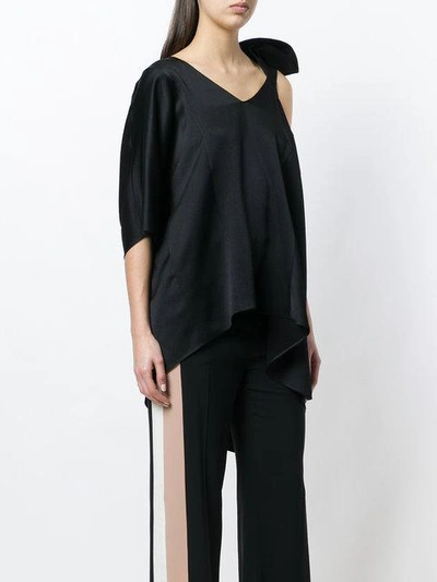 Shop Valentino Asymmetric Sleeve Blouse In Black