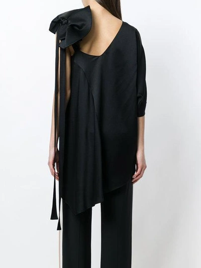 Shop Valentino Asymmetric Sleeve Blouse In Black