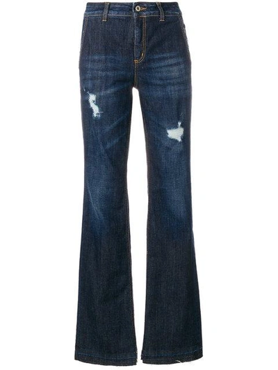 Shop Dondup Faded Distressed Detail Flared Jeans In Blue