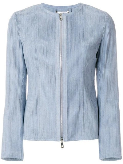 Shop Desa Collection Ribbed Fitted Jacket In Blue
