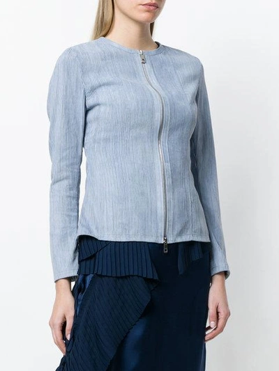 Shop Desa Collection Ribbed Fitted Jacket In Blue