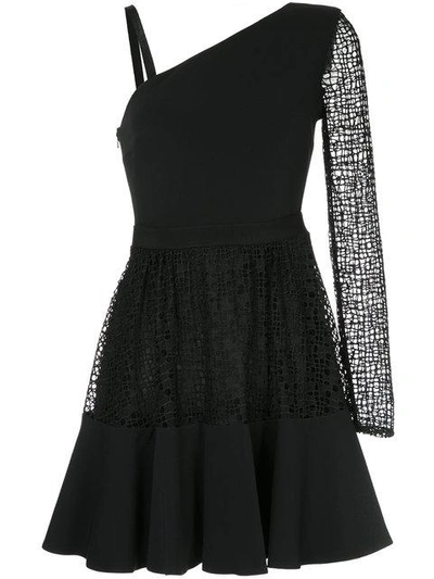 Shop David Koma Asymmetric Flared Dress In Black