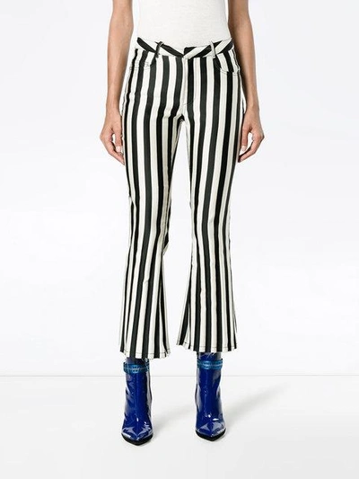 Shop Marques' Almeida Mid Rise Striped Flared Trousers In Black