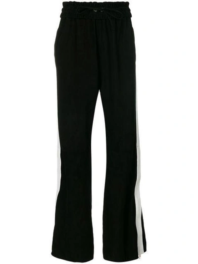 Shop Manokhi Wide Leg Track Pants In Black