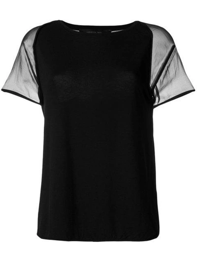 Shop Federica Tosi Sheer Sleeved T-shirt - Black
