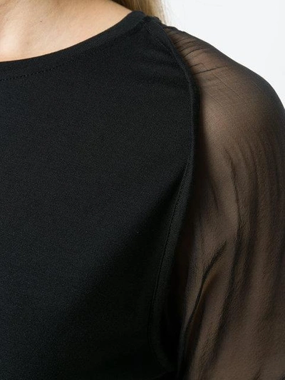 Shop Federica Tosi Sheer Sleeved T-shirt - Black