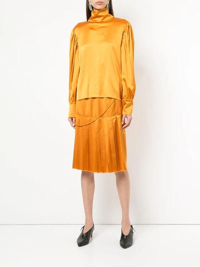 Shop Tatuna Nikolaishvili Draped Sleeve Blouse - Yellow & Orange