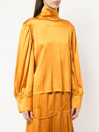 Shop Tatuna Nikolaishvili Draped Sleeve Blouse - Yellow & Orange