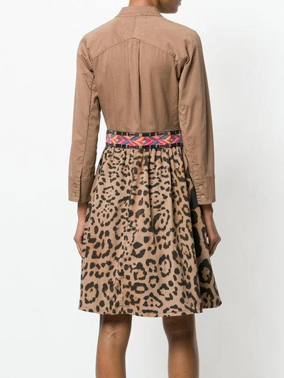 Shop Bazar Deluxe Embroidered Leopard Print Shirt Dress - Brown