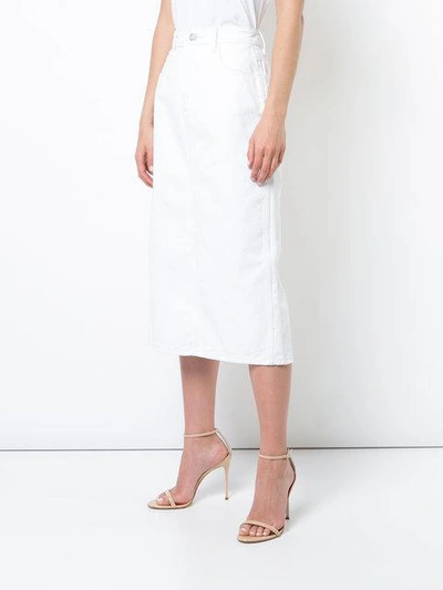 Shop Oscar De La Renta Pencil Denim Skirt - White